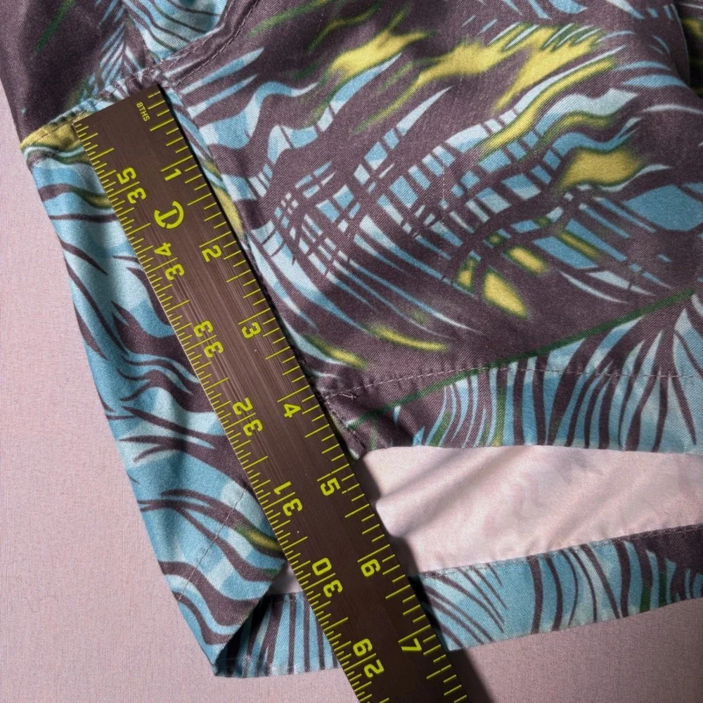 Vilebrequin Moorea Mens XL Tropical Palm Print Swim Trunks Blue Green